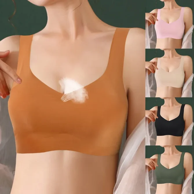Ultra Thin Ice Silk Cool Seamless Semi Fixed Cup Bra
